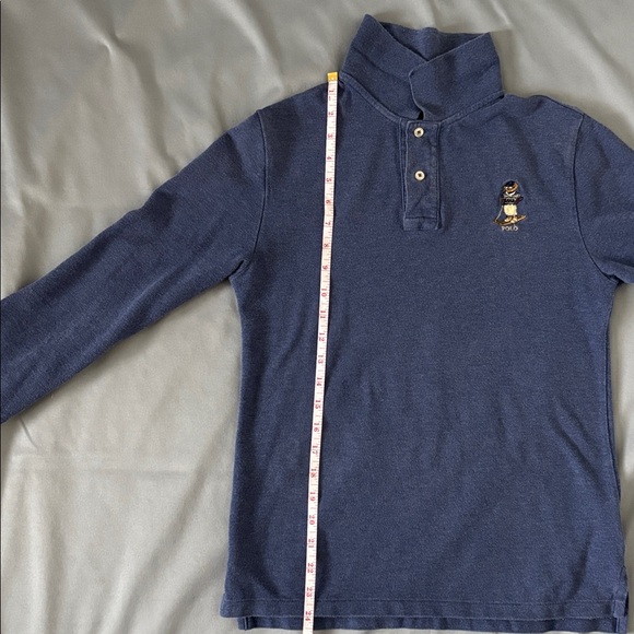 Ralph Lauren Blue Polo Bear Ski Mesh Sweater Shirt Size 14-16/L 100% Cotton - Picture 7 of 13